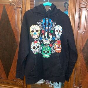 Medium Sugar Skull Black Hoody Sweater
